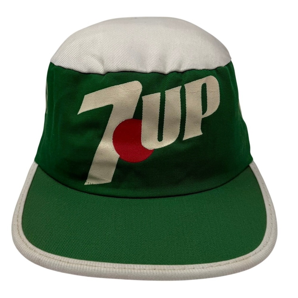 7Up Painter Hat Mens L-XL Green White Vintage Logo Elastic Back